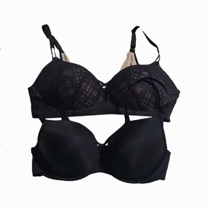 Elegant Black Lace and Satin Bra Set